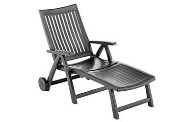 Kettler Roma Advantage Gartenliege – klappbare Sonnenliege für Garten, Terrasse und Balkon – Rückenlehne mehrstufig verstellbar – wetterfeste Rollliege aus beständigem Kunststoff – anthrazit im Sale